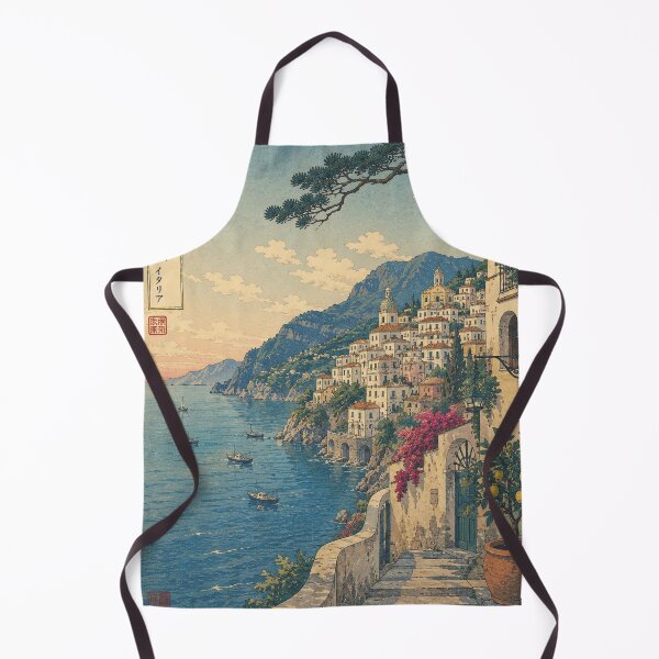 Item preview, Amalfi Coast Ukiyo-e Art Print | Italian Riviera Japanese Woodblock Landscape designed and sold by Vandy Fullam.