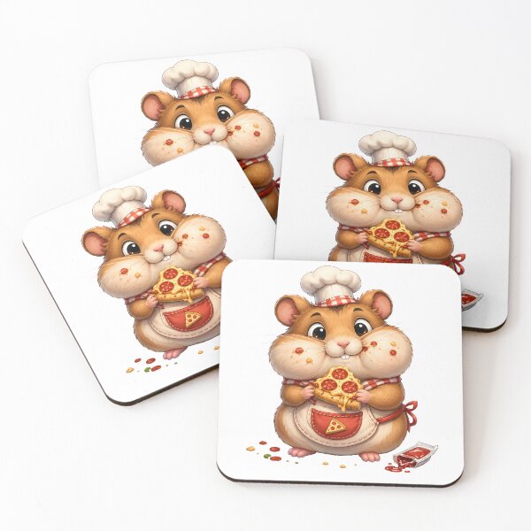 Item preview, Cute Hamster Chef Eating Pepperoni Pizza designed and sold by SRY DESIGN.