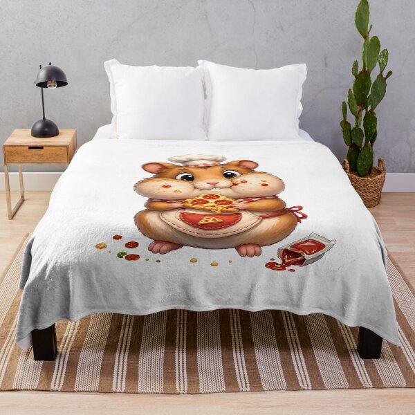 Item preview, Cute Hamster Chef Eating Pepperoni Pizza designed and sold by SRY SHOP.
