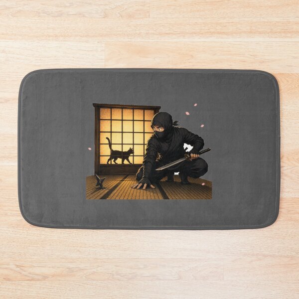 Item preview, Ninja Startled by Cat Shadow — Japanese Shoji Screen Art designed and sold by Aguri-tei.
