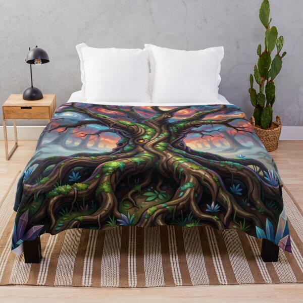 Item preview, Mystical ancient tree with vibrant colors, cosmic sky and powerful fantasy atmosphere designed and sold by FotoworldEdel.