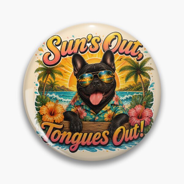 Item preview, ¡Sale el sol y saca la lengua! – Divertido ambiente veraniego de bulldog francés designed and sold by DailyStruggleCo.