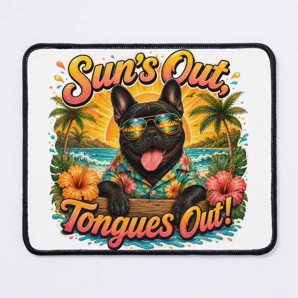 Item preview, Sun's Out Tongues Out – Funny Frenchie Summer Vibe designed and sold by DailyStruggleCo.
