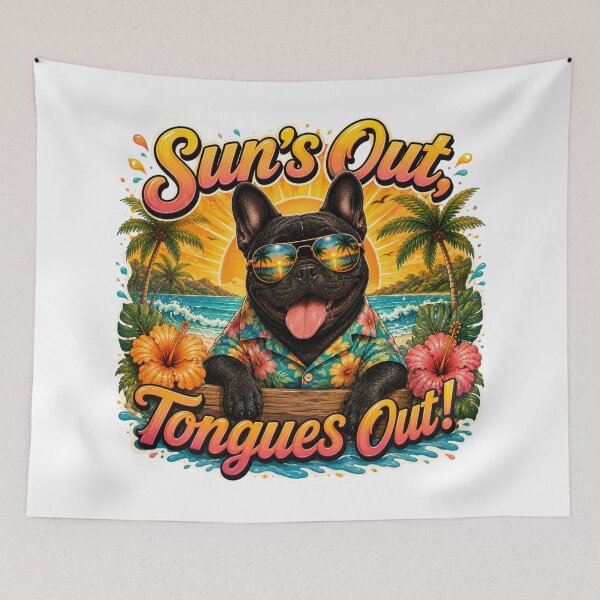 Item preview, Sun's Out Tongues Out – Funny Frenchie Summer Vibe designed and sold by DailyStruggleCo.
