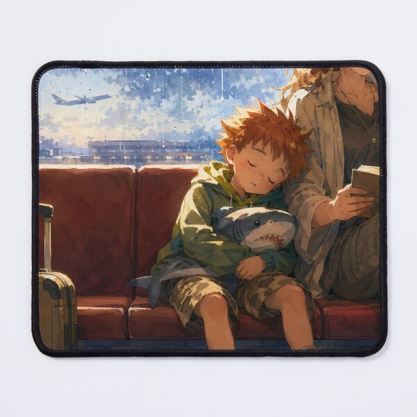 Item preview, Young Boy Napping at Airport Departure Lounge designed and sold by Moondigger Merch.