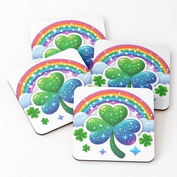 Item preview, Glittering magic: clover leaf under a starry sky and rainbow designed and sold by FotoworldEdel.