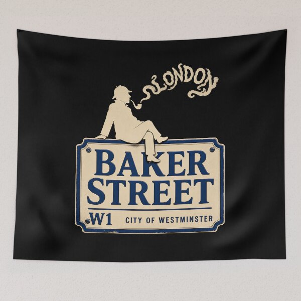 Item preview, Baker Street London Sherlock Holmes Vintage Enamel Sign Art designed and sold by Fenay Designs.