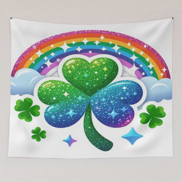 Item preview, Glittering magic: clover leaf under a starry sky and rainbow designed and sold by FotoworldEdel.