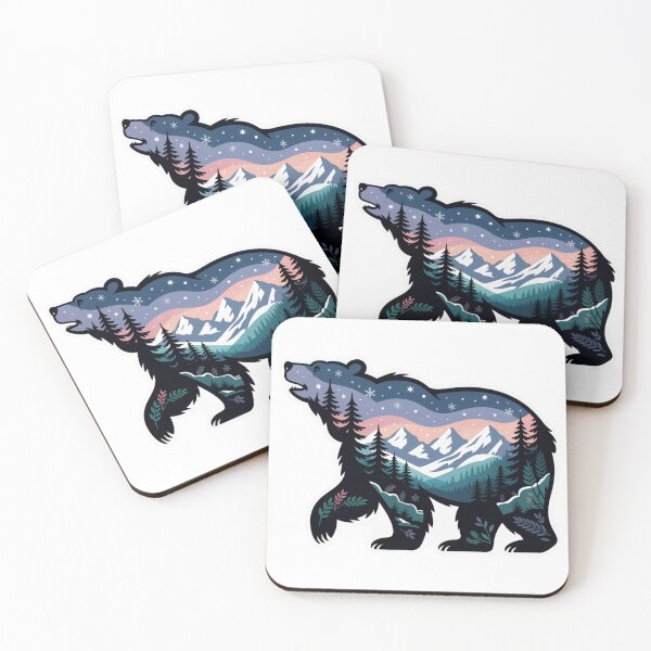 Item preview, Bear Mountain Landscape – Wildlife Silhouette Night Art designed and sold by Gabe1983.
