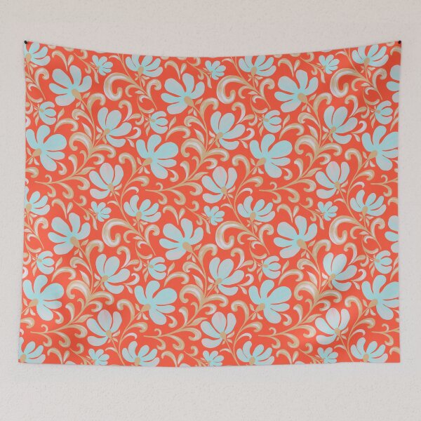 Item preview, Coral Folk Botanical Floral Pattern designed and sold by AneissPiaf.