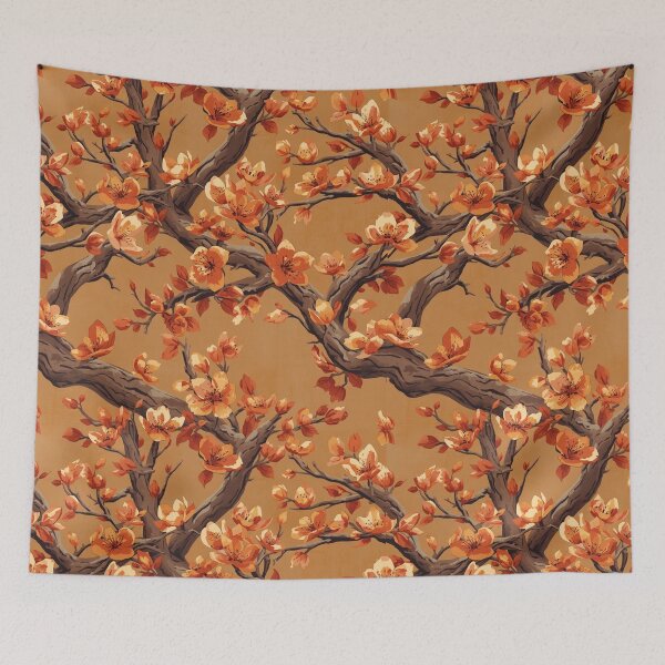 Item preview, Orange Sakura Flower | Vibrant Floral Japanese Botanical Watercolour designed and sold by Desolaa_Arts.