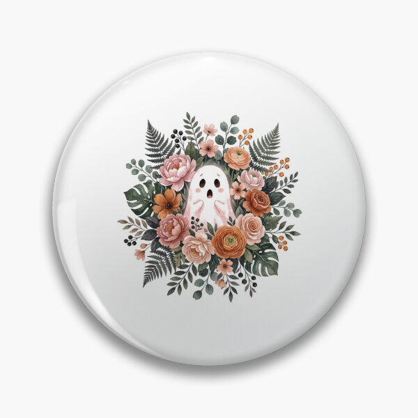 Item preview, Cute Ghost Floral Wreath Autumn Flowers Watercolor Art designed and sold by longngusuc.