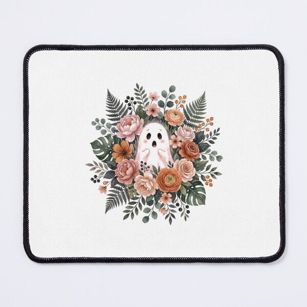 Item preview, Cute Ghost Floral Wreath Autumn Flowers Watercolor Art designed and sold by longngusuc.