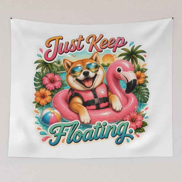 Item preview, Just Keep Floating - Funny Summer Shiba Inu designed and sold by DailyStruggleCo.