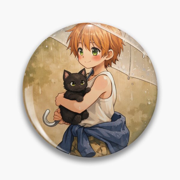 Item preview, Boy Carrying Cat Beneath Umbrella in the Rain designed and sold by Moondigger Merch.