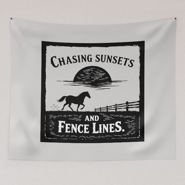 Item preview, Chasing sunsets and fence lines- Linocut  designed and sold by LisaMise.