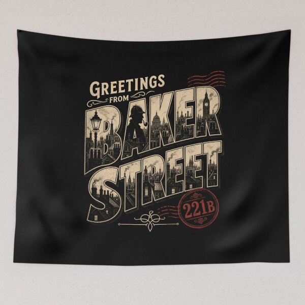 Item preview, Greetings From Baker Street London Sherlock Holmes Postcard designed and sold by Fenay Designs.
