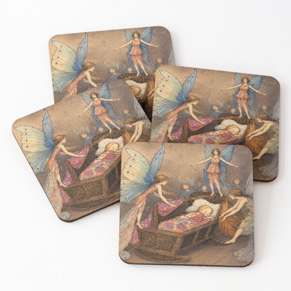 Item preview, Fairies Around a Child in a Rocking Crib - Vintage Fairy Illustration Sleeping Child Art for Whimsical Nursery Decor Lovers designed and sold by RickE.