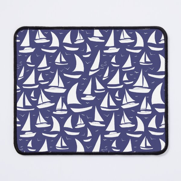 Item preview, Sailing Boats Pattern Navy Blue and White Nautical Design designed and sold by CreativeBridge.