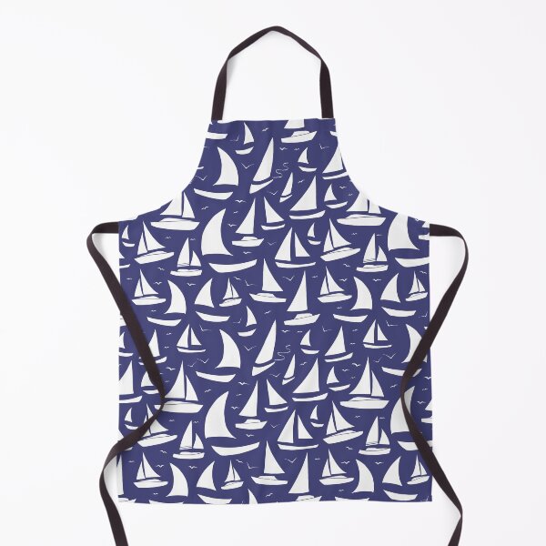 Item preview, Sailing Boats Pattern Navy Blue and White Nautical Design designed and sold by CreativeBridge.
