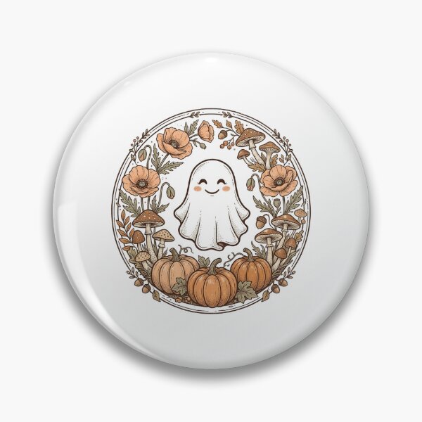 Item preview, Cute Ghost Halloween Autumn Floral Pumpkin Mushroom Art designed and sold by longngusuc.