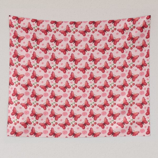 Item preview, Whimsical Watercolor Butterfly and Cherry Pattern  designed and sold by HopeAndHustle.