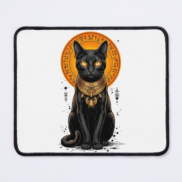 Item preview, Regal Egyptian Black Cat with Golden Ankh and Scarab designed and sold by Spiritualwall.