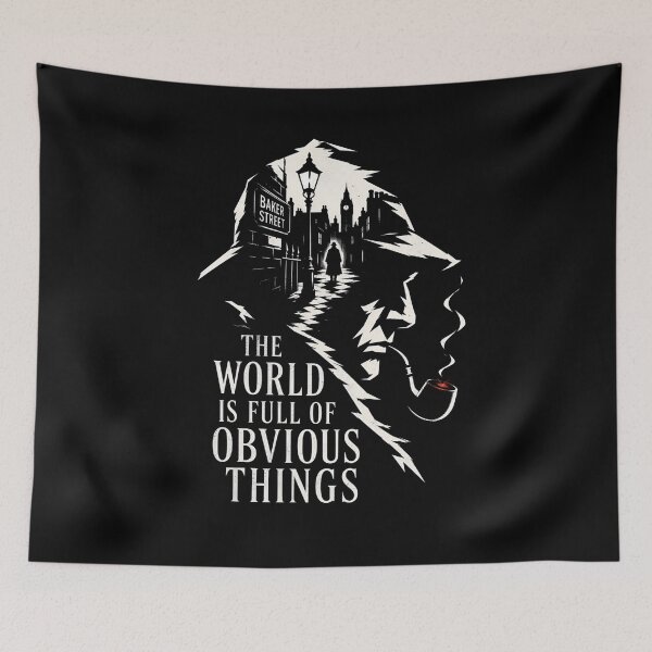 Item preview, Sherlock Holmes The World Is Full Of Obvious Things London Skyline Art designed and sold by Fenay Designs.