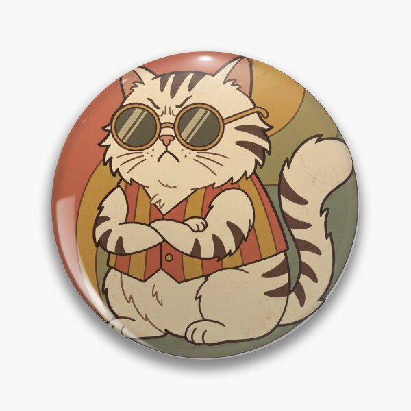 Item preview, Retro Cool Cat Sticker — 70s Vintage Sunglasses Cat, Groovy Flat Design designed and sold by ElhamiStudio.