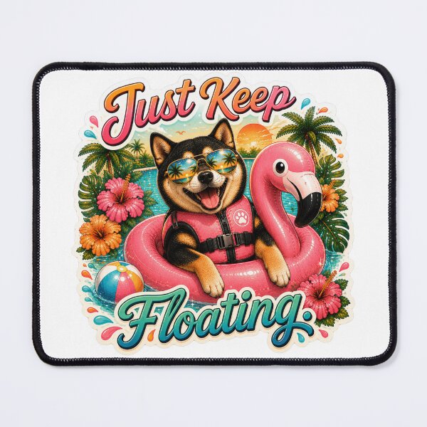 Item preview, Just Keep Floating - Funny Summer Black Shiba Inu designed and sold by DailyStruggleCo.
