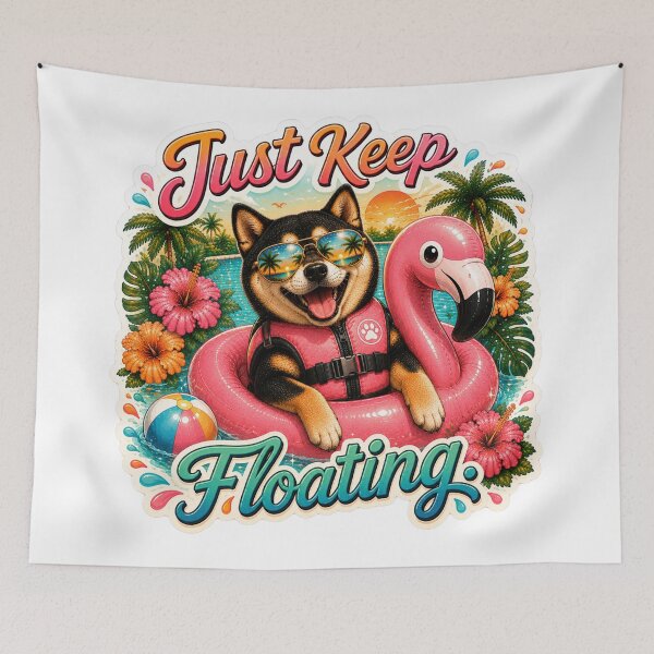 Item preview, Just Keep Floating - Funny Summer Black Shiba Inu designed and sold by DailyStruggleCo.