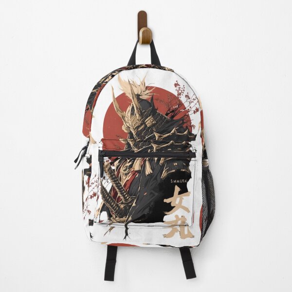 Item preview, Samurai Spirit Warrior Art – Japanese Oni Mask Samurai with Red Sun Vintage Anime Style designed and sold by Dyan4.