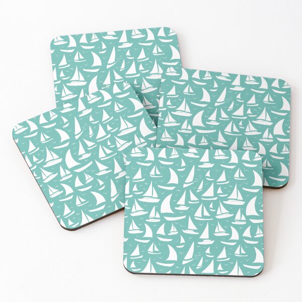 Item preview, Yacht Regatta Aqua Blue and White Pattern designed and sold by CreativeBridge.