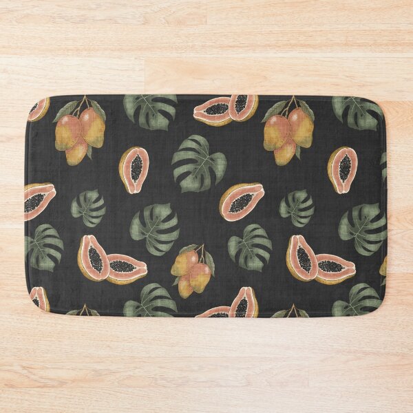 Item preview, Midnight Organic Papaya and Monstera Leaf Toss Muted Tropical Fruit designed and sold by chrisdembinski.