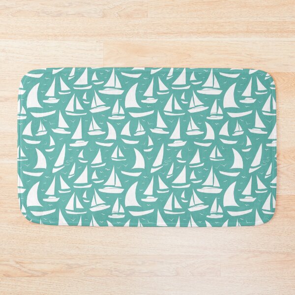 Item preview, Yacht Regatta Aqua Blue and White Pattern designed and sold by CreativeBridge.