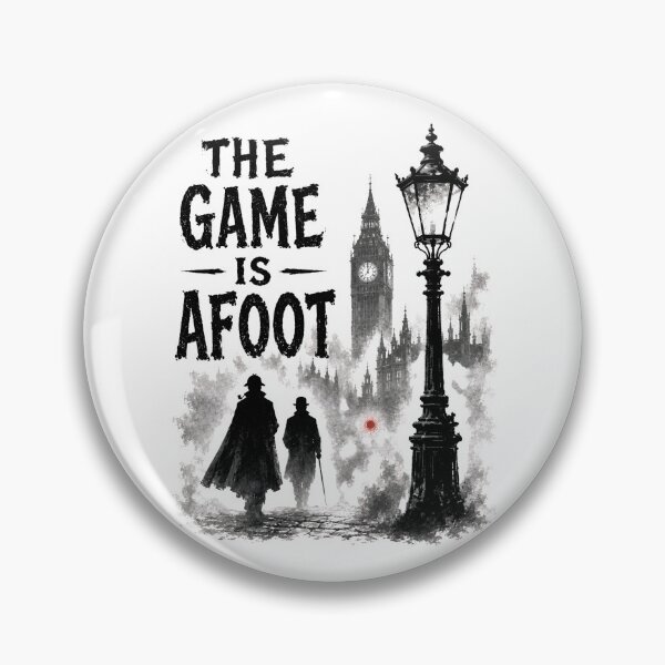 Item preview, The Game Is Afoot Sherlock Holmes Watson Foggy London Skyline designed and sold by Fenay Designs.