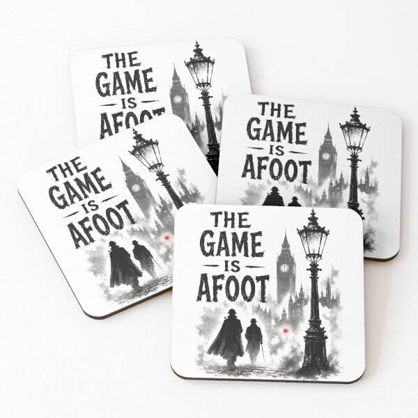 Item preview, The Game Is Afoot Sherlock Holmes Watson Foggy London Skyline designed and sold by Fenay Designs.