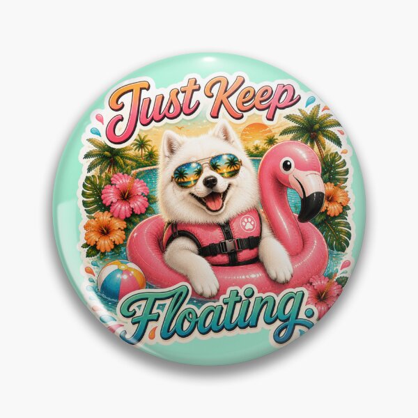 Item preview, Just Keep Floating - Funny Summer Samoyed designed and sold by DailyStruggleCo.