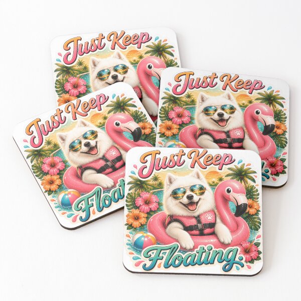 Item preview, Just Keep Floating - Funny Summer Samoyed designed and sold by DailyStruggleCo.