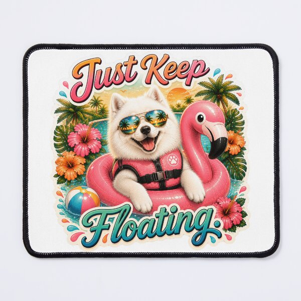 Item preview, Just Keep Floating - Funny Summer Samoyed designed and sold by DailyStruggleCo.