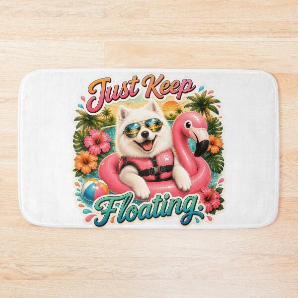 Item preview, Just Keep Floating - Funny Summer Samoyed designed and sold by DailyStruggleCo.
