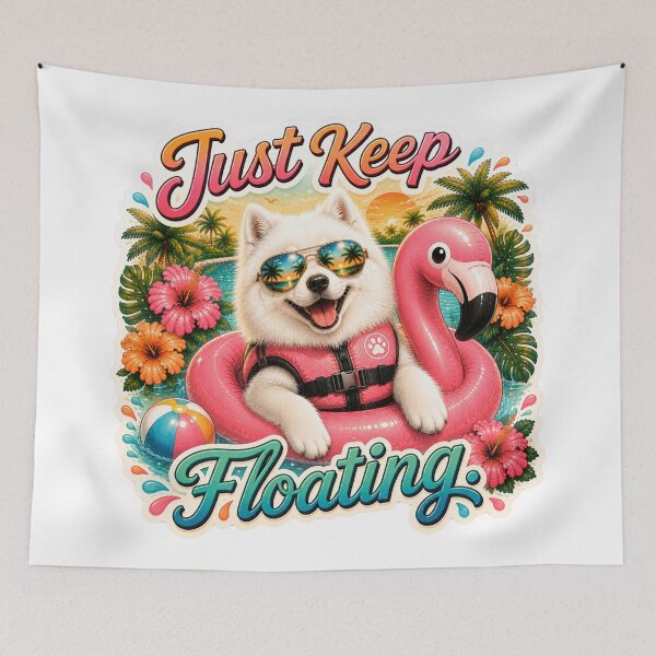 Item preview, Just Keep Floating - Funny Summer Samoyed designed and sold by DailyStruggleCo.