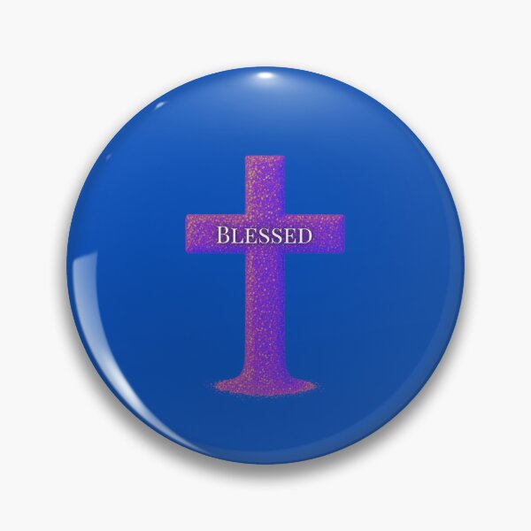 Item preview, "Blessed" on simple pink and purple cross designed and sold by The Tired Mamma.