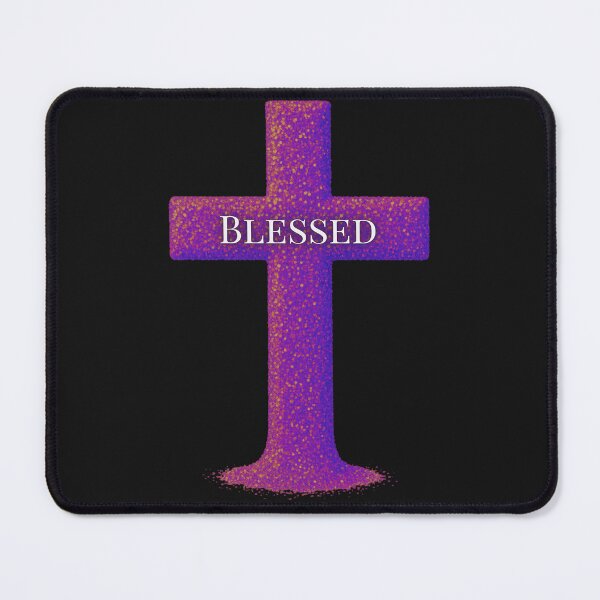 Item preview, "Blessed" on simple pink and purple cross designed and sold by The Tired Mamma.