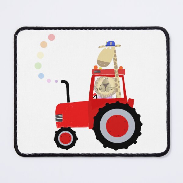 Item preview, Giraffe and Lion in Red Tractor with Rainbow Spots designed and sold by Carla Daly.