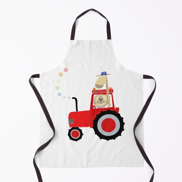 Item preview, Giraffe and Lion in Red Tractor with Rainbow Spots designed and sold by Carla Daly.