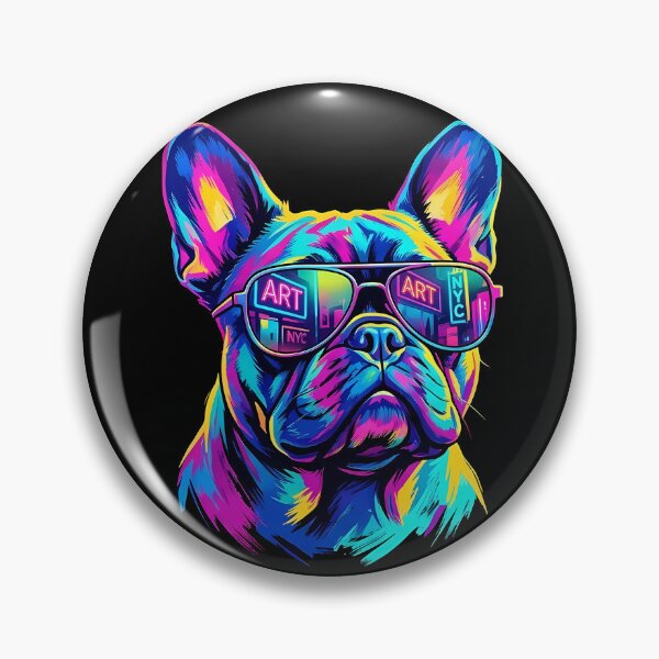 Item preview, Pop Art French Bulldog NYC Sunglasses - Neon Colorful Dog designed and sold by Pfotenfaden.