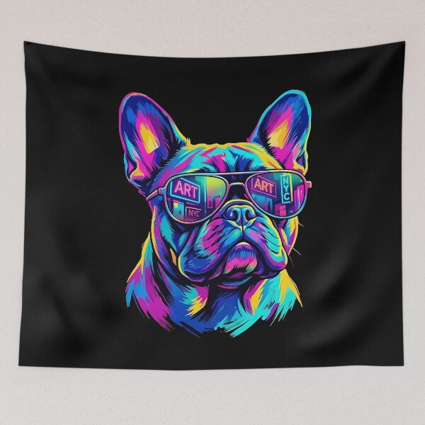 Item preview, Pop Art French Bulldog NYC Sunglasses - Neon Colorful Dog designed and sold by Pfotenfaden.