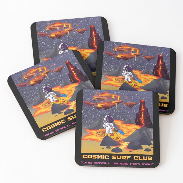 Item preview, Cosmic Surf Club Pizza Astronaut Space Art designed and sold by E20STUDIO.