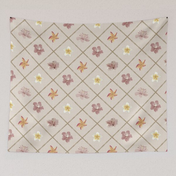 Item preview, Bamboo Trellis Lattice with Tropical Hibiscus Plumeria Flowers designed and sold by chrisdembinski.